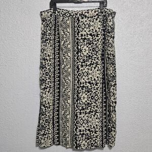 Abria Womens Floral Aztec Midi Flowy Skirt Size 16 Ethereal Dainty Feminine Y2K